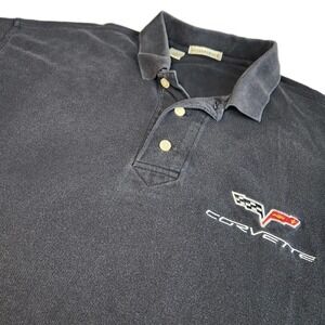 Cutter & Buck National Corvette Museum Polo Shirt Mens Large Black Short Sleeve